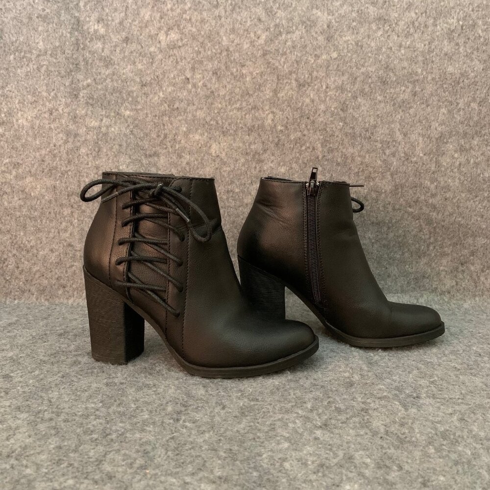 Bamboo Women’s Black Booties Side Zip Ankle Boots